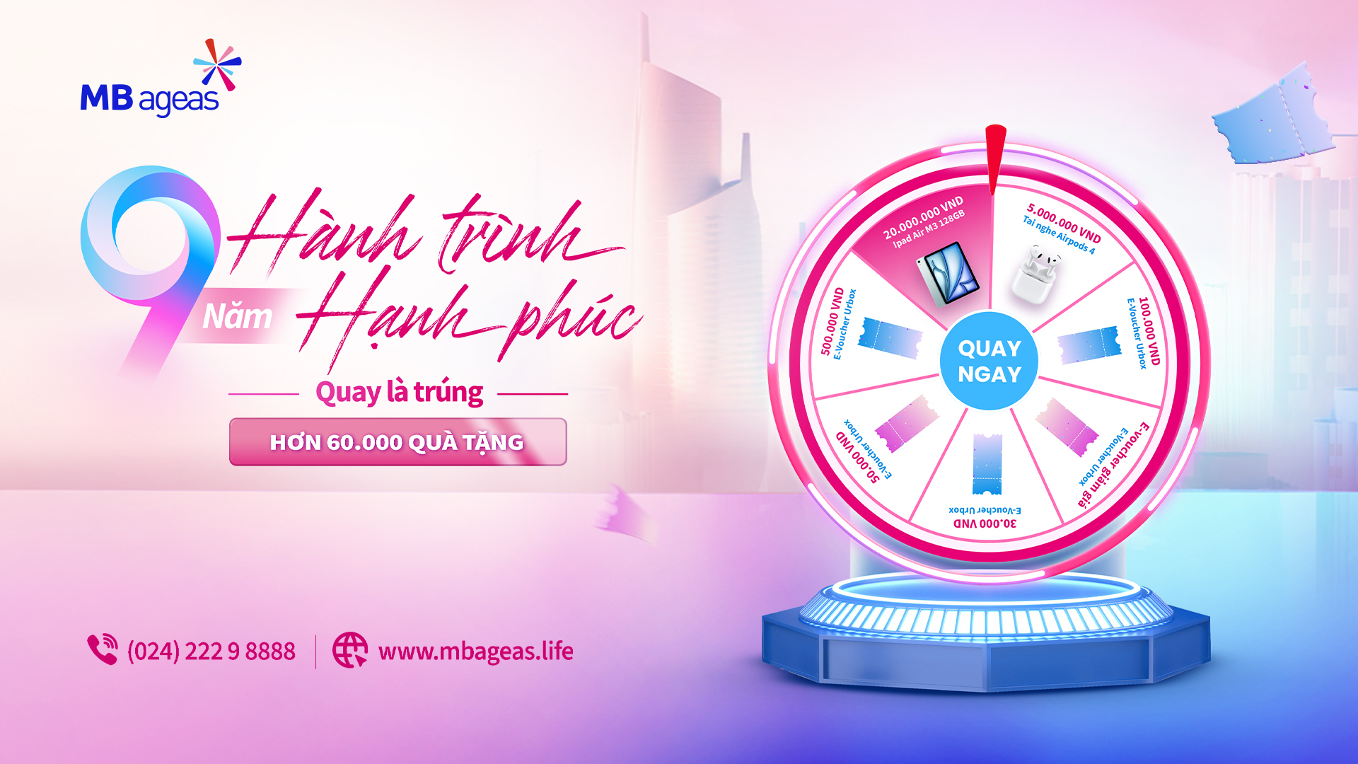 Chương trình khuyến mại tuần: 9 năm Hành Trình Hạnh Phúc - Quay là trúng 